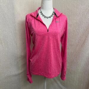 Nike Dri-Fit Running Top Women’s M Pink Longsleeve Thumbholes Pockets